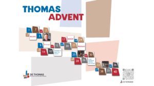 De Thomas adventkalender 2020, als een echte kalender met vakjes maar dan online.